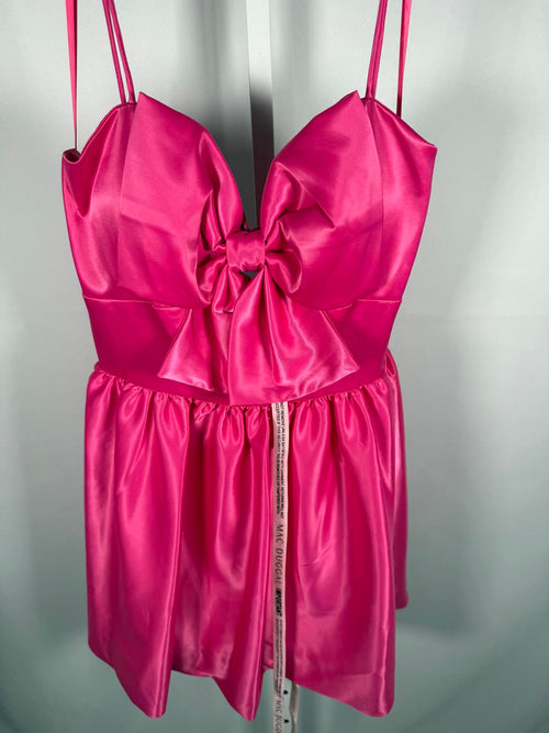 NWT Mac Duggal Fuchsia Bow Bubble Hem Mini Dress Size 8