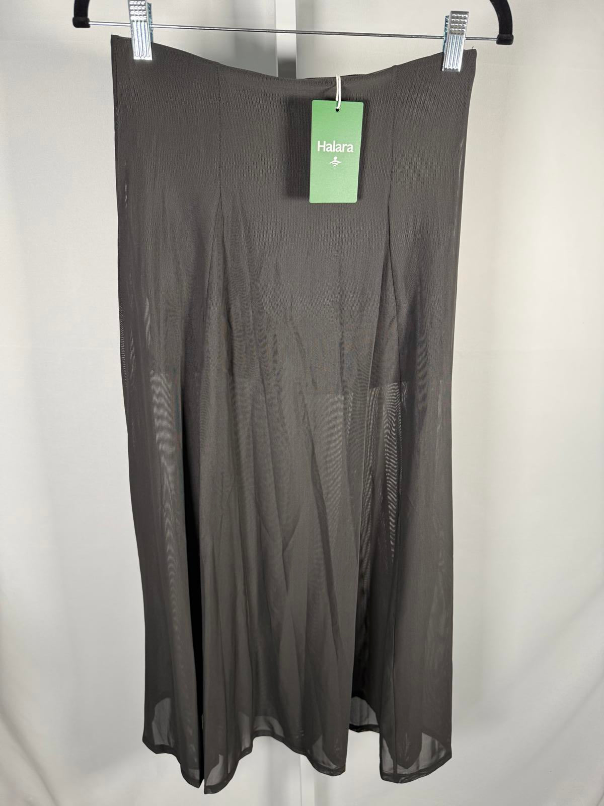 NWT Halara High Waisted Sheer Mesh 2-in-1 Maxi Casual Flare Skirt Black S