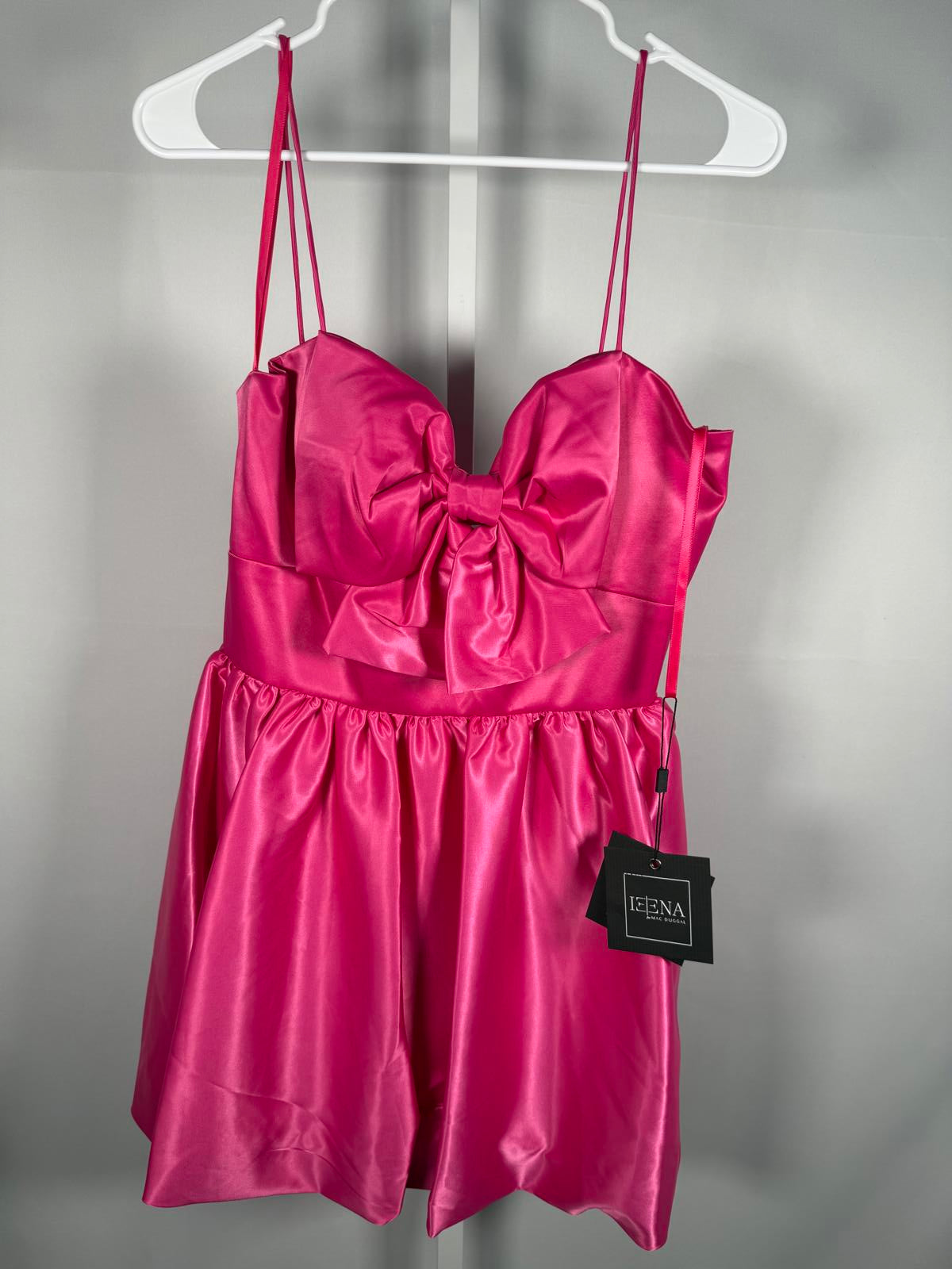 NWT Mac Duggal Fuchsia Bow Bubble Hem Mini Dress Size 8