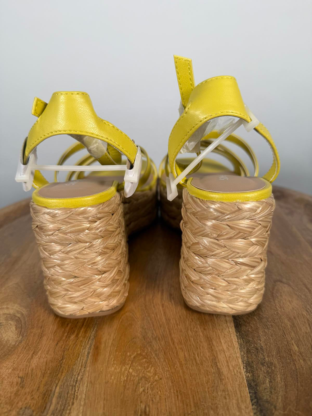 Sun + Stone Yellow Strappy Platform Espadrilles Size 6 NWOB