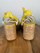 Sun + Stone Yellow Strappy Platform Espadrilles Size 6 NWOB
