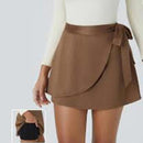 NWT Halara Suede Wrap Side Tie Mini Skirt in Pecan Pie Small