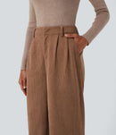 NWT Halara High Waisted Corduroy Casual Pants Cocoa Brown Size Large Tall