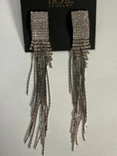 NWT nOir Jewelry Silver Rhinestone Fringe Earrings