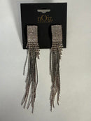 NWT nOir Jewelry Silver Rhinestone Fringe Earrings