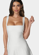 NWT Bebe Bandage Square neck White Mini Dress Size M