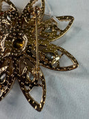 NWT Isaac Mizrahi Holiday Floral Brooch with red and pink crystals