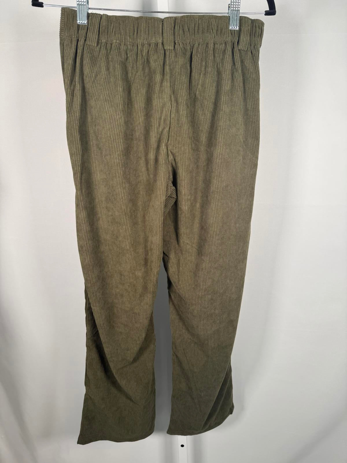 NWT Halara Mid Rise Zipper Pocket Corduroy Casual Pants Bamboo Green Size Small