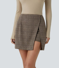NWT Halara High Waisted 2-in-1 Pocket Houndstooth Plaid Mini Casual Skirt S