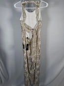 NWT Lulus White and Gold Floral Print Tie-Back Midi Dress Size Small