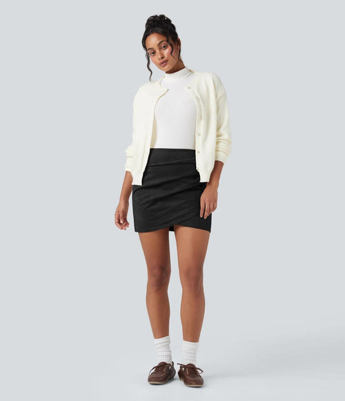 NWT Halara High Waisted Ruched Crossover Hem Bodycon Mini Casual Skirt S