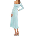 NWT MacDuggal Foldover Long Sleeve Jeweled Midi Dress Powder Blue Size 0
