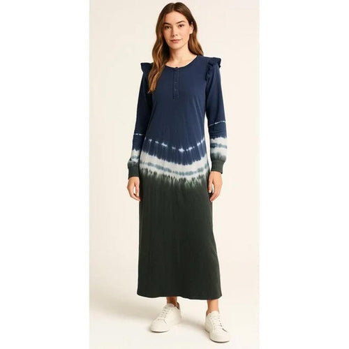 NWT Revolve by Z Supply Black Iris Tie Dye Ruffle Maxi Dress Size Small