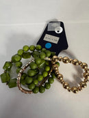 NWT nOir Green and Gold Beaded Bracelets Set