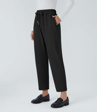 NWT Halara Flex Mid Rise Drawstring Pocket Work Pants Black Size Large
