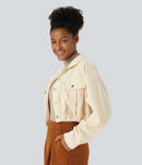 NWT Halara Pocket Cropped Corduroy Casual Jacket Cloud Cream Size Small