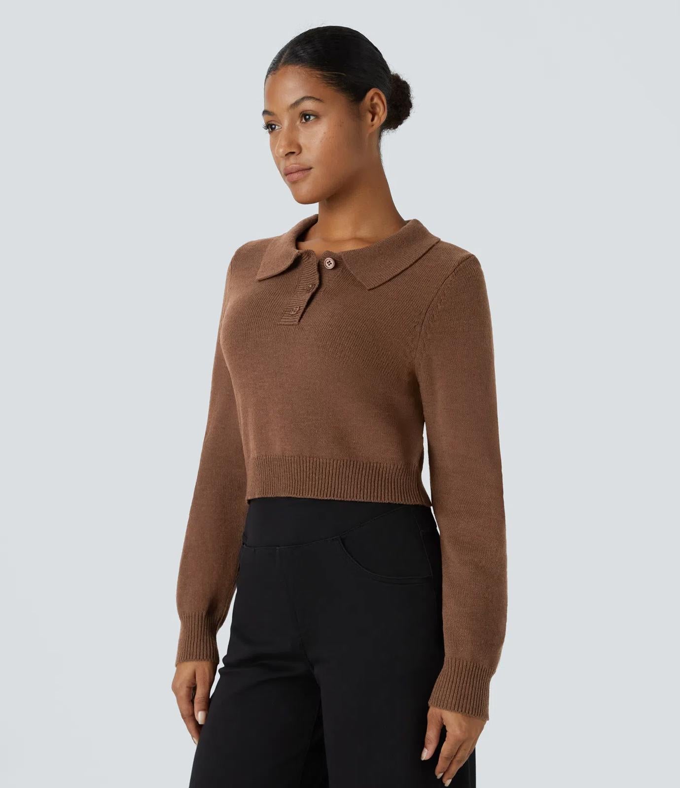 NWT Halara Front Long Sleeve Casual Sweater Sorrel Horse Size Small