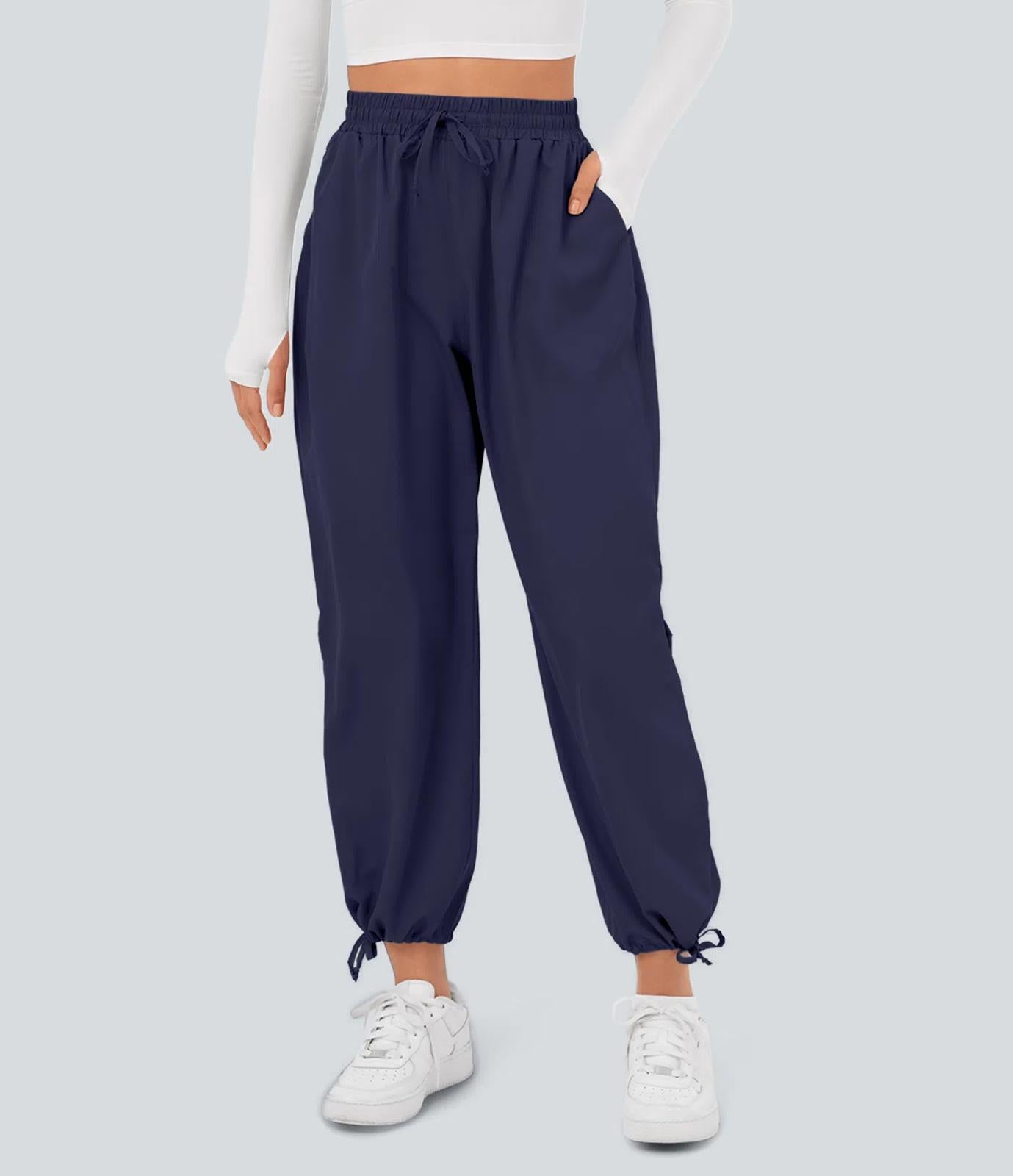 NWT Halara Breezeful High Waisted Drawstring Hem Quick Dry Casual Jogger Blue XS