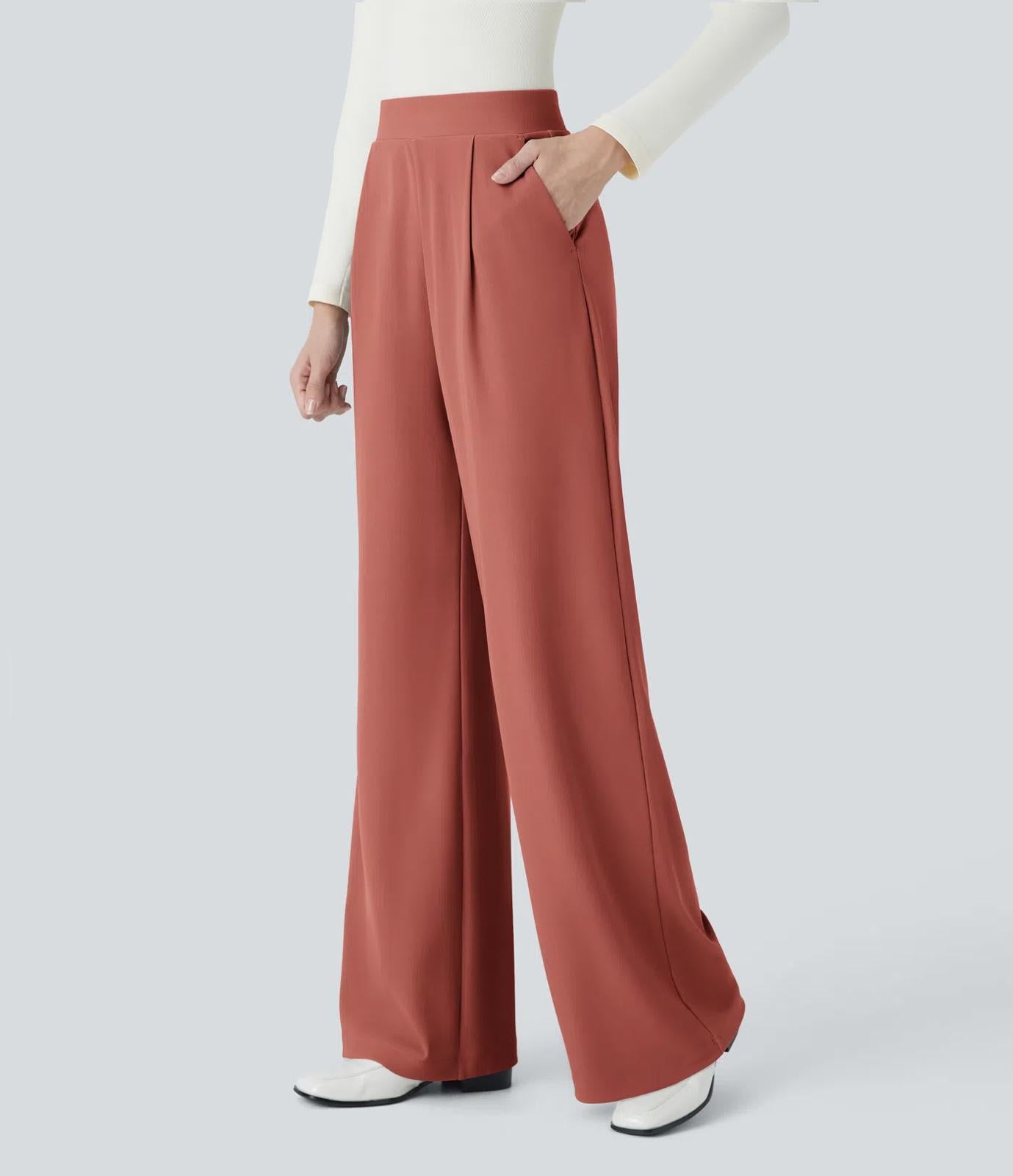 NWT Halara Flex High Waist Body Sculpt Waist-Slimming Work Pants Etruscan Red S
