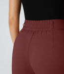 NWT Halara High Waisted Pocket Shirred Straight Leg Work Pant Madder Brown Large
