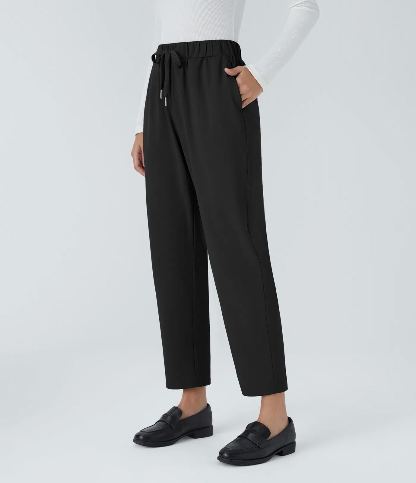 NWT HalaraFlex™ Mid Rise Drawstring Pocket Work Pants Black Large