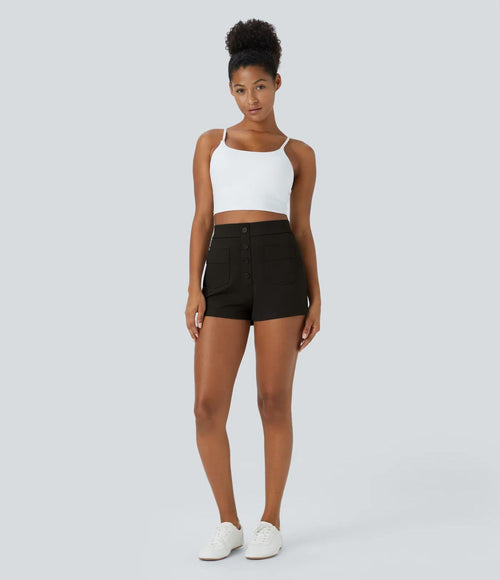 NWT Halara High Waisted Pockets Casual Shorts 2.5'' Black S