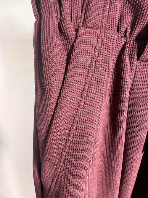 NWT Halara Flex™ High Waisted Pocket Wide Leg Waffle Work Pants Plum Wine - M