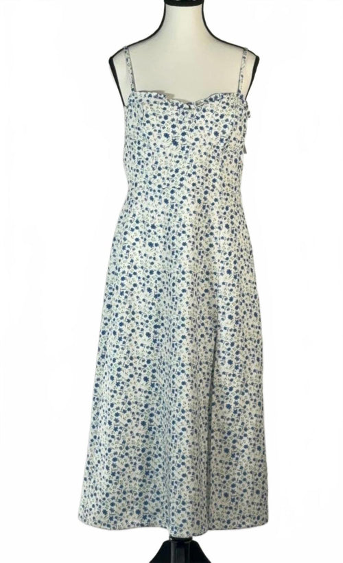 NWT French Connection White Blue Floral Midi Dress Strappy Size 8 $148 MSRP