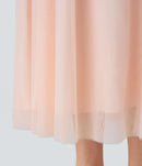 NWT Halara High Waisted Mesh Overlay Flowy Flare Midi Casual Skirt Cream Tan XS