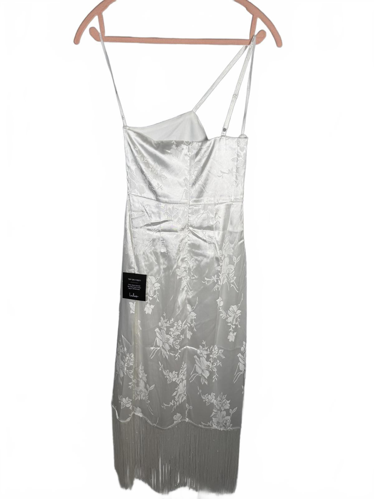 NWT Lulus White Midi Dress with Fringe Size XS