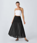 NWT Halara High Waisted Sheer Mesh 2-in-1 Maxi Casual Flare Skirt Black S