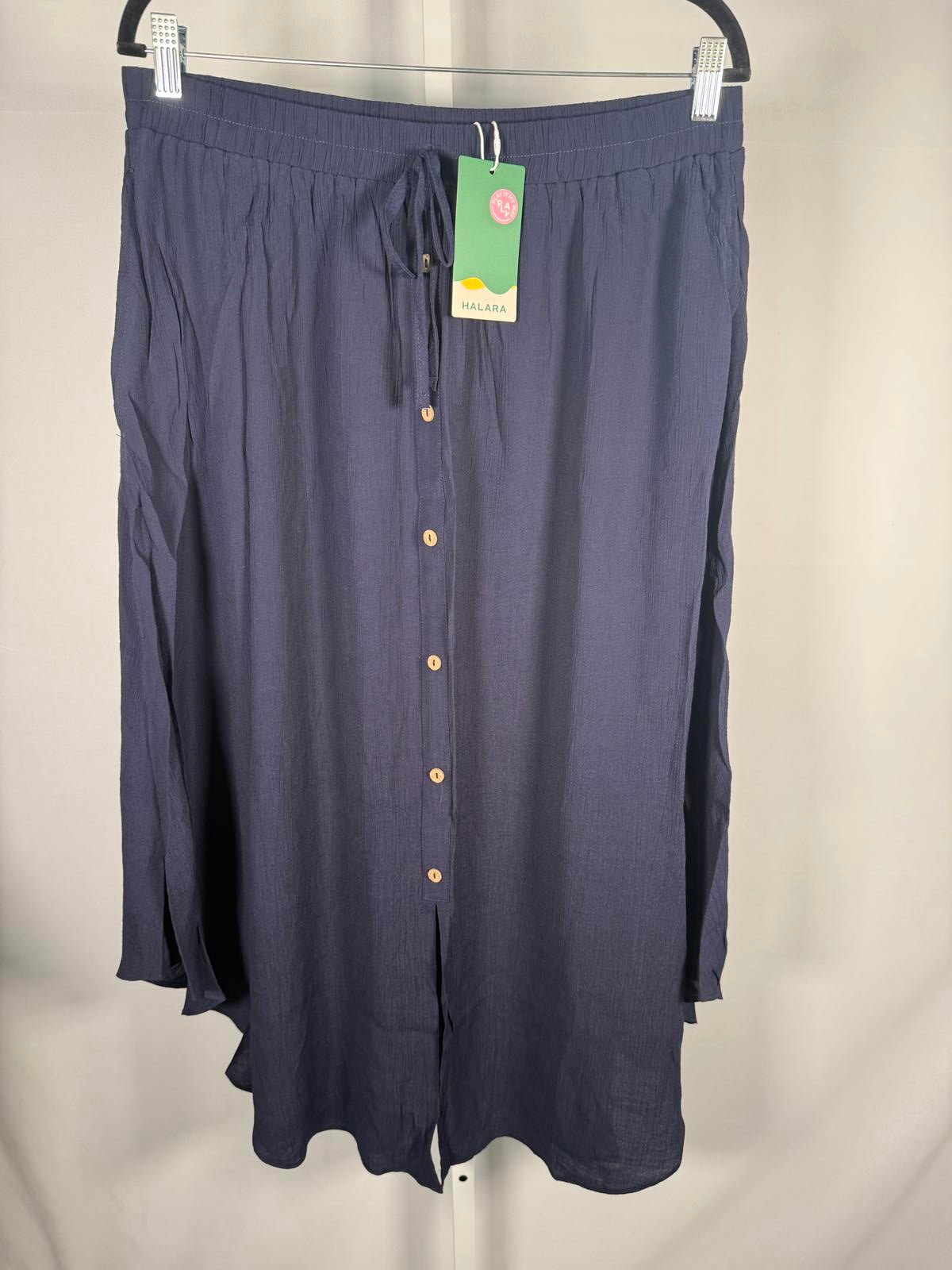 NWT Halara High Waisted Drawstring Pocket Flowy Casual Skirt Maritime Blue XL
