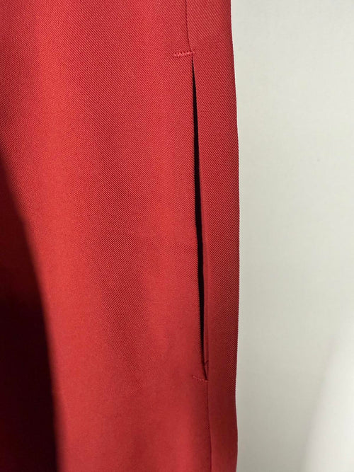 NWT Halara High Waisted Zip up, Pocket Shirred Straight Leg Work Pants Red- L