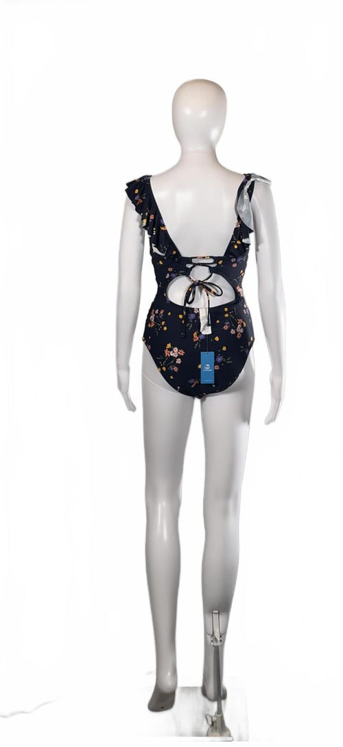 CUPSHE One Piece Swimsuit V Neck Ruffle Tummy Control Floral Print Size M