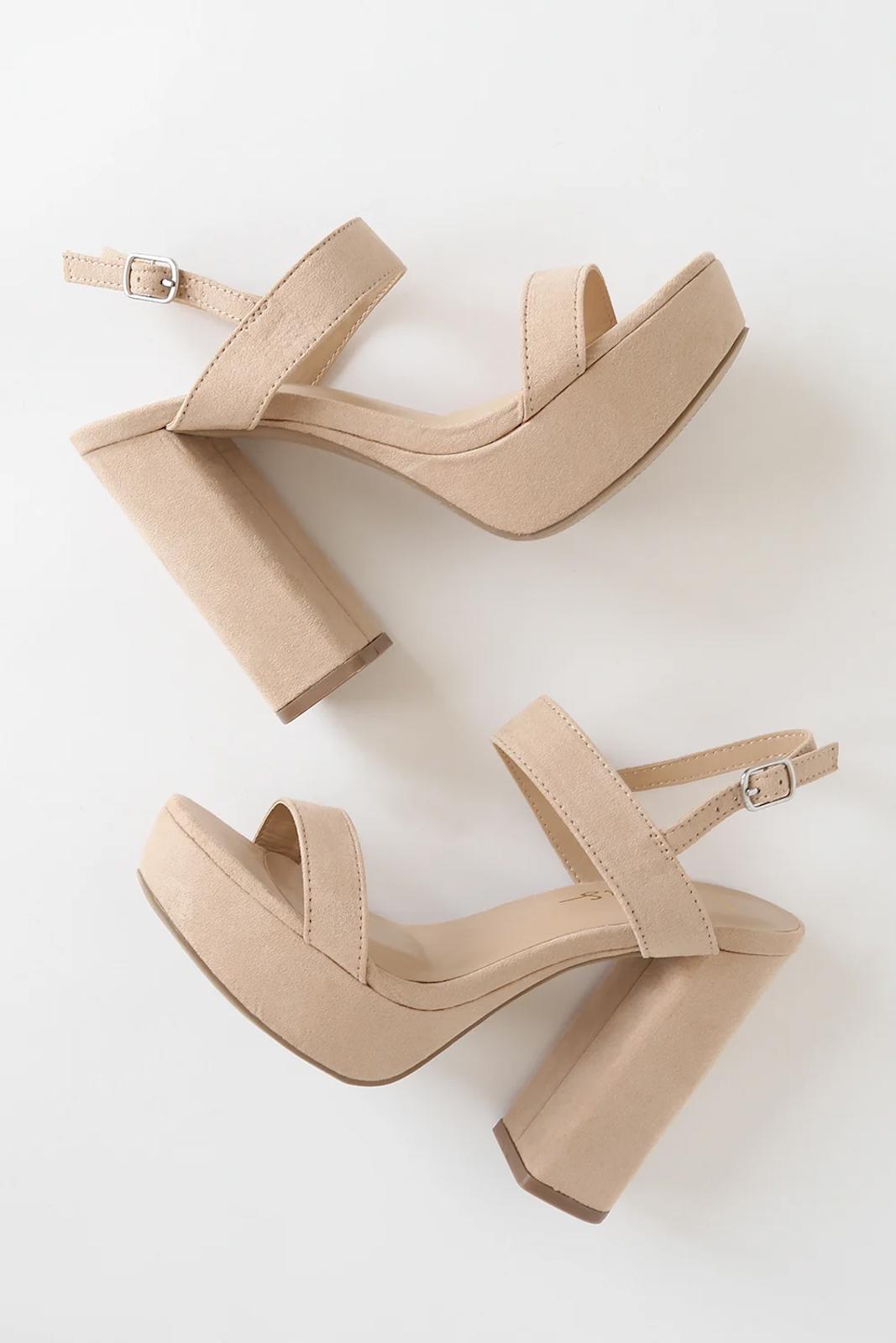 Lulus Acee Natural Suede Platform Heels - 11 NWB