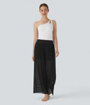 NWT Halara High Waisted 2-in-1 Mesh Wide Leg Flowy Dance Pants Black S