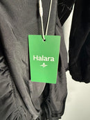 NWT Halara Deep V Neck Long Sleeve Ruffled Hem Velvet Mini Chill Dress Black Large