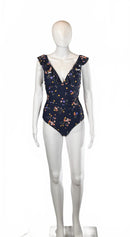 CUPSHE One Piece Swimsuit V Neck Ruffle Tummy Control Floral Print Size M