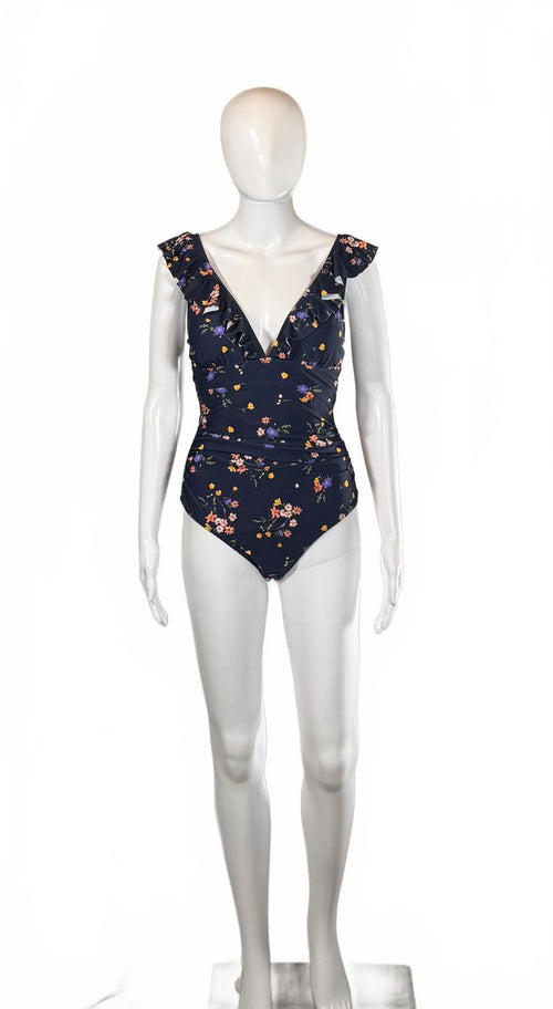 CUPSHE One Piece Swimsuit V Neck Ruffle Tummy Control Floral Print Size M