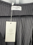 Atelier Women's Wrap Dark Gray Sleeveless Ribbed Knit with Ring Detail Size M