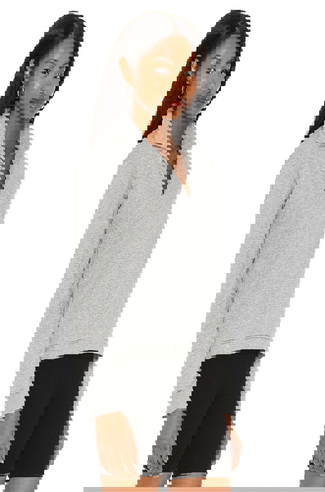 LBLC The Label Tamara V-Neck Sweatshirt Heather Grey Sweat Size XS