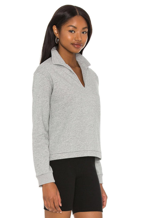 LBLC The Label Tamara V-Neck Sweatshirt Heather Grey Sweat Size XS