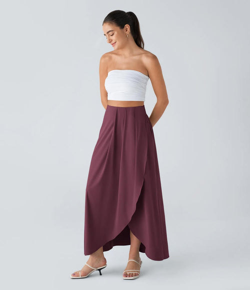 NWT Halara Breezeful™ High Waisted Pocket Flowy Quick Dry Maxi Skirt Amaramth L