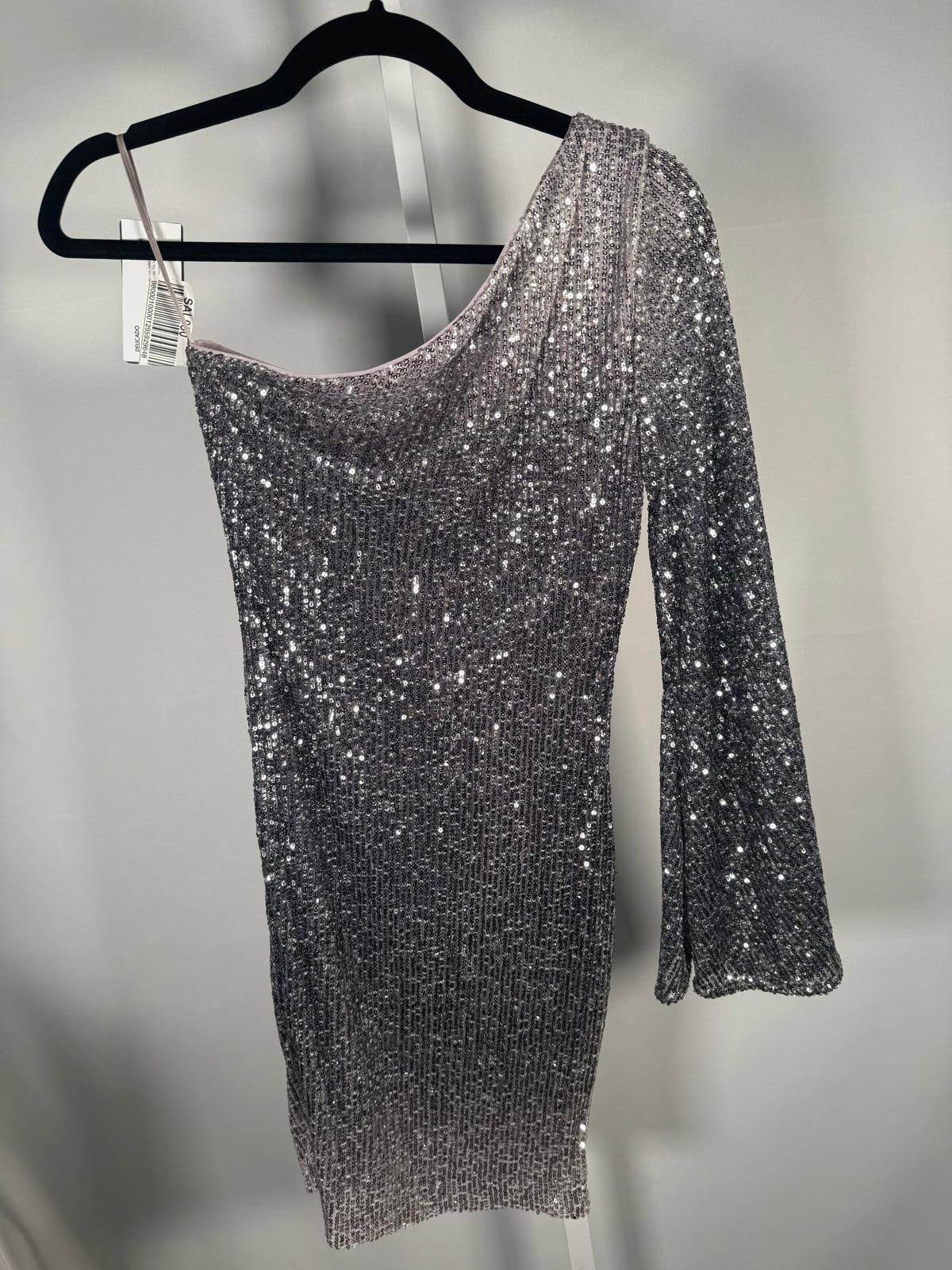 NWT GUESS Women's Samantha One-Bell-Sleeve Sequin Dress Size XS