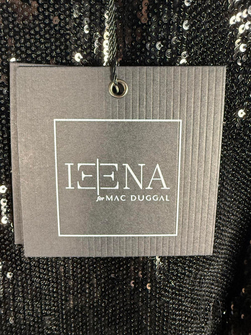 NWT Mac Duggal Apparel Black Sequined Structured Faux Blazer Mini Dress Size 6