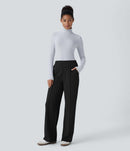 NWT Halara Flex™ Mid High Waisted Pocket Work Pants Black Medium