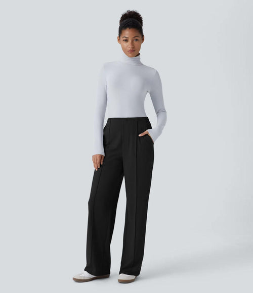 NWT Halara Flex™ Mid High Waisted Pocket Work Pants Black Medium