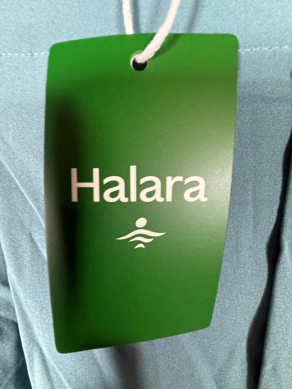 NWT Halara Breezeful High Waist Shirred Flowy Palazzo Casual Pants Stone Blue XL