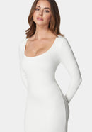 Bebe Rib Square Neck Long Sleeve Dress Size XL NWOT