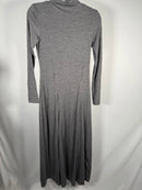 NWT Halara Funnel Neck Long Sleeve Flare Maxi Casual Dress Darl GRAY Floral S